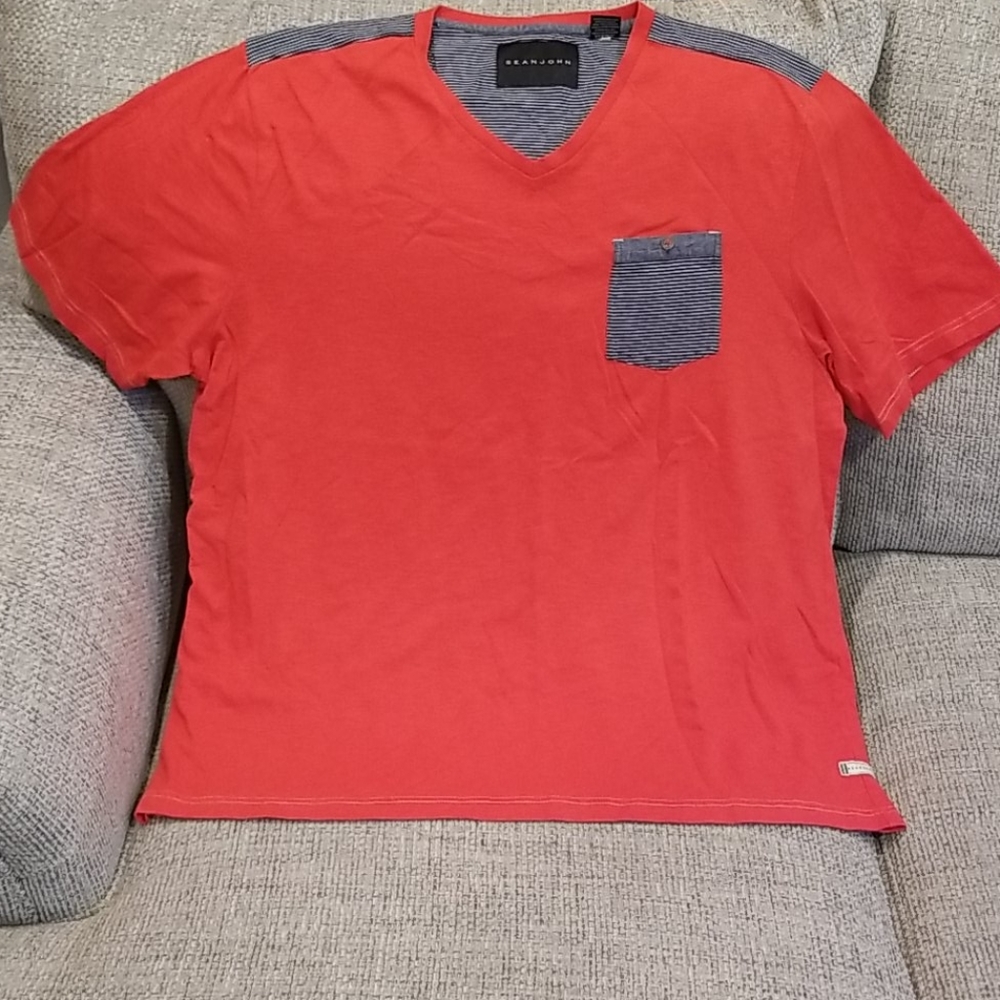 Sean John-Sz 3X - Red Tee w/ Blue Striped detail